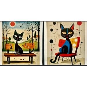 Choice Out of 2: Atomic Black Cats Limited Edition Art Prints by Beyondali